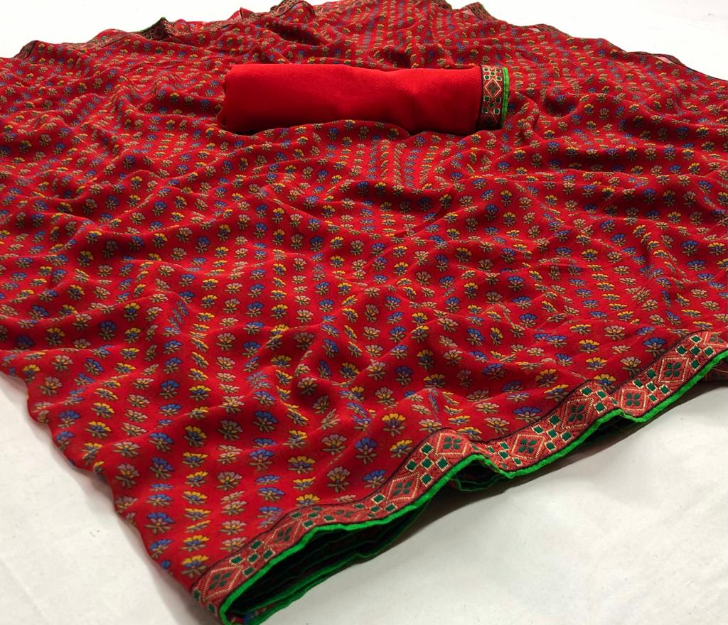 Rajyog Birra Designer Georgette Casual Wear Saree Collection at Wholesale Price